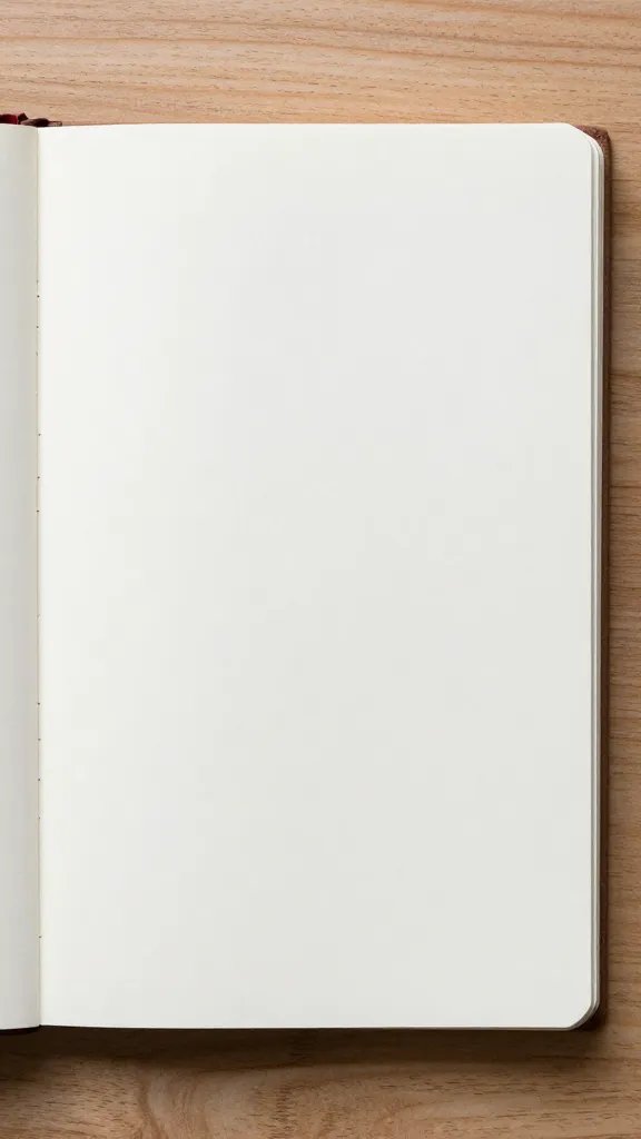closeup of a simple plan written on a notebook page, wooden table surface, soft light