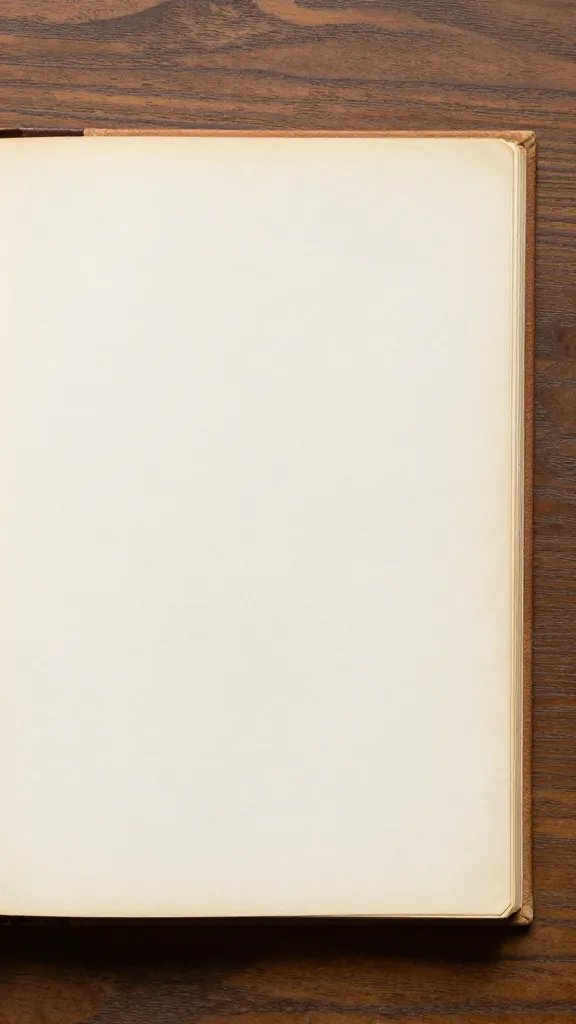 closeup of an old photo album page with yellowing edges, wood table