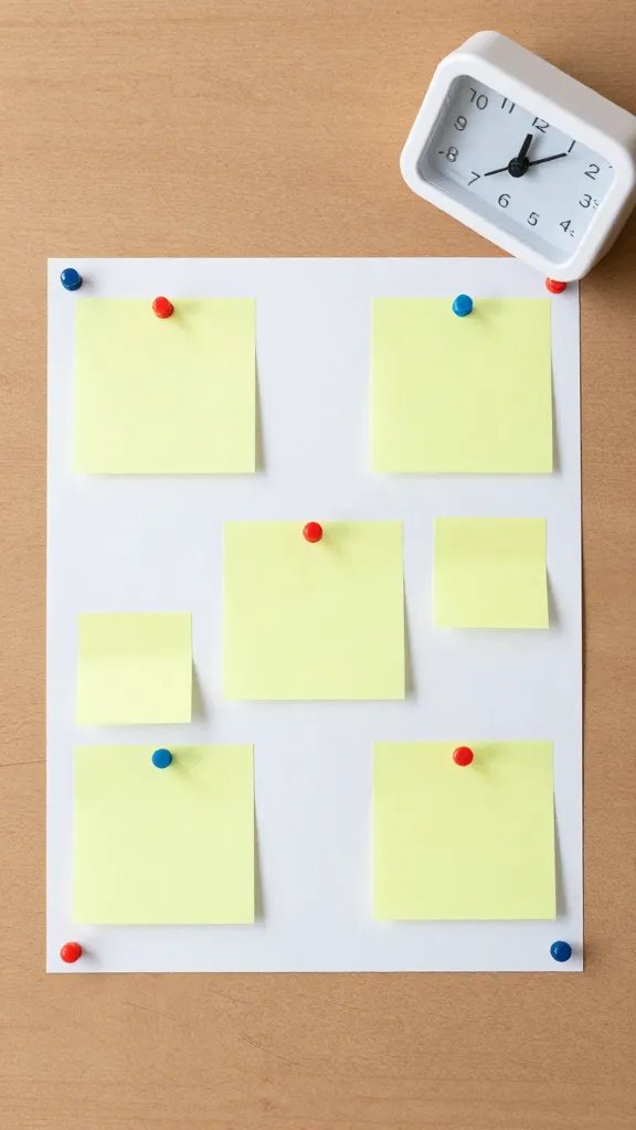 How to Choose an Anniversary Gift From the Whole Family 3 overhead top-down view of a printed pinboard with ideas and a timer on a table