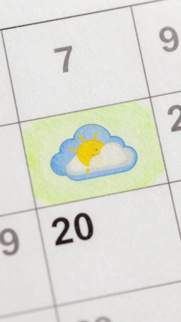 closeup of a calendar page with a highlighted date, weathered surface