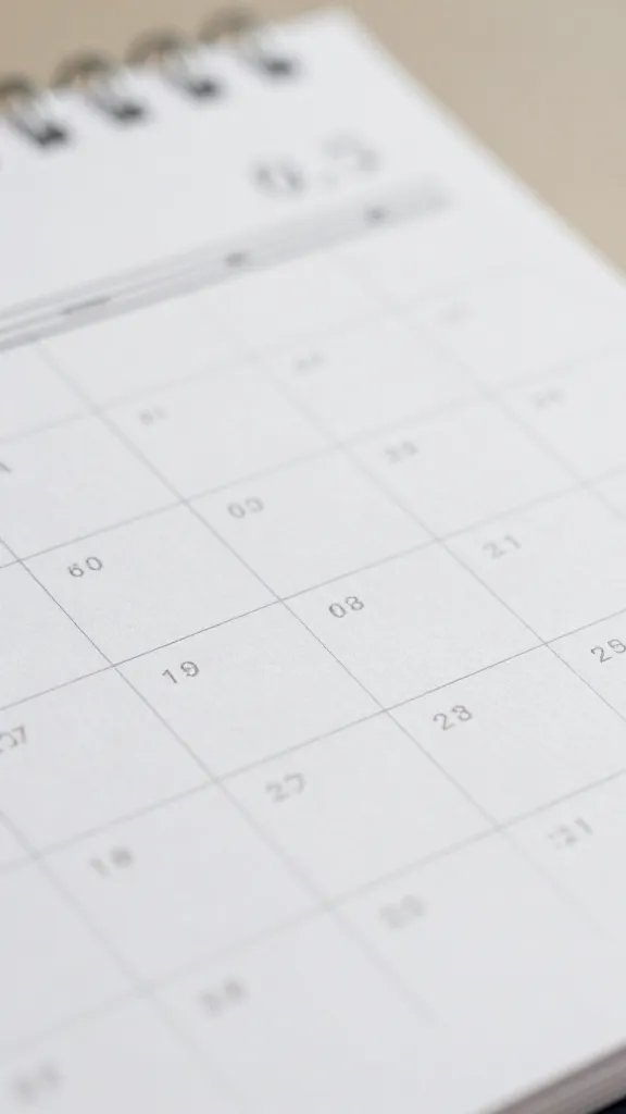 closeup of a core date calendar with spaced dots on white surface, natural soft light, shallow depth of field, clean neutral background