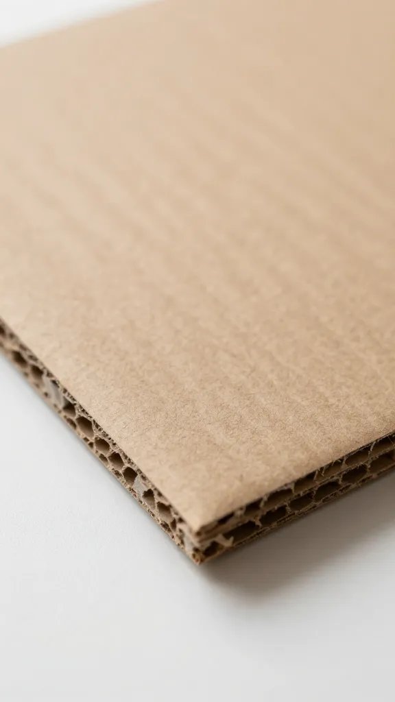 closeup of clean cardboard scrap piece with flat surface, neutral background, natural soft light, shallow depth of field, clean neutral background