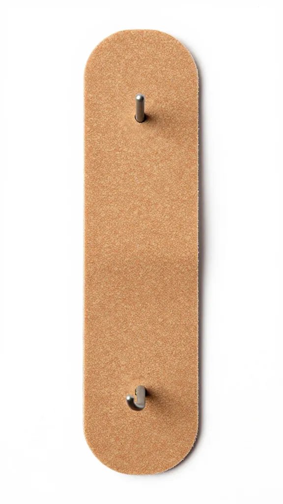 overhead shot of Velcro strips attached to cardboard, tiny functional hooks on white background