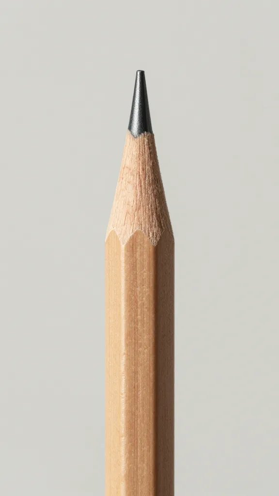 closeup sketching pencil with textured wood surface, clean neutral background