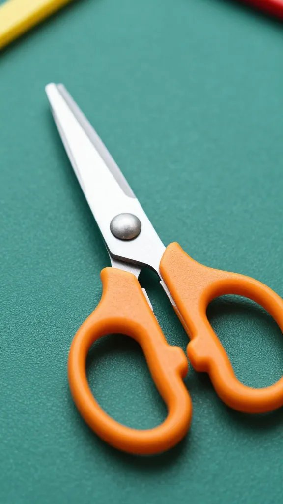 closeup of kid-safe scissors with rounded tips on a craft mat